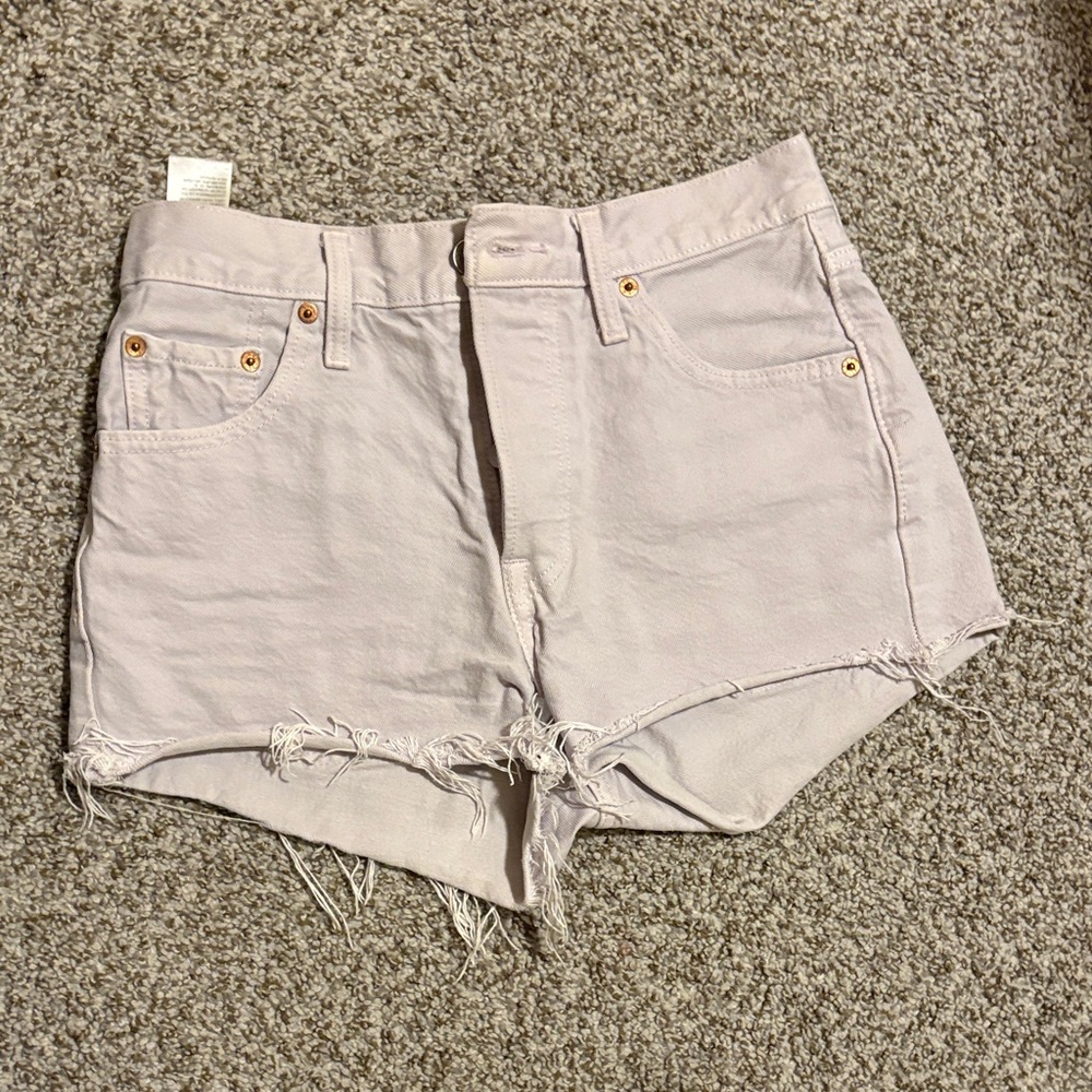 Levi's Light Purple Frayed Jean Shorts